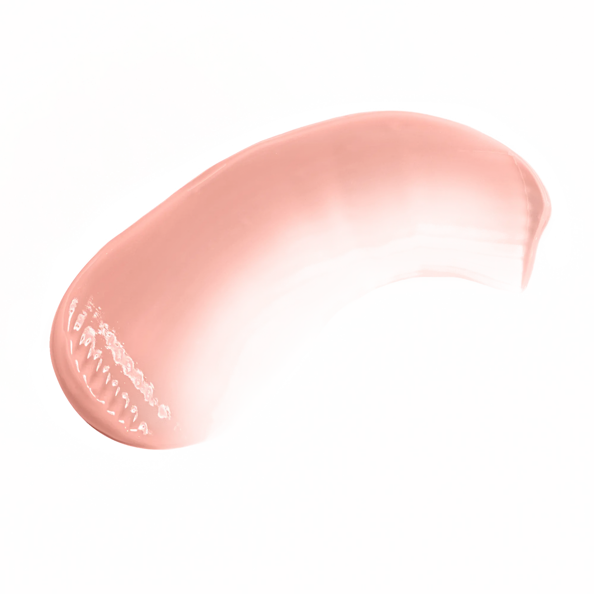 Smooth swatch of Pout Perfect coral lip gloss with a shiny creamy texture on black background