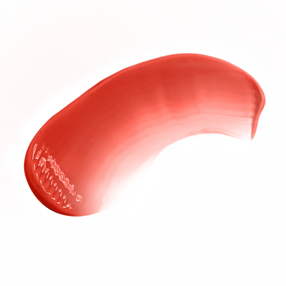 Smooth swatch of crimson lip gloss by Pout Perfect on black background