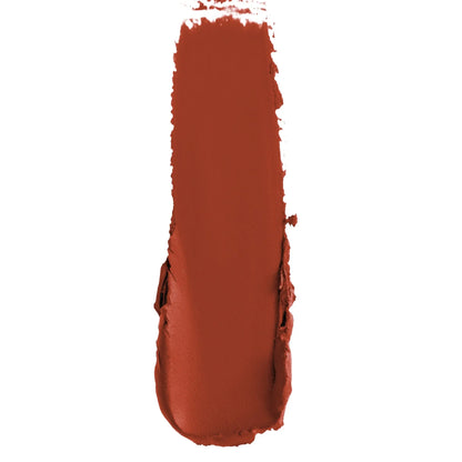 Swatch of Pout Perfect luxury matte lipstick in rich brown shade with smooth texture