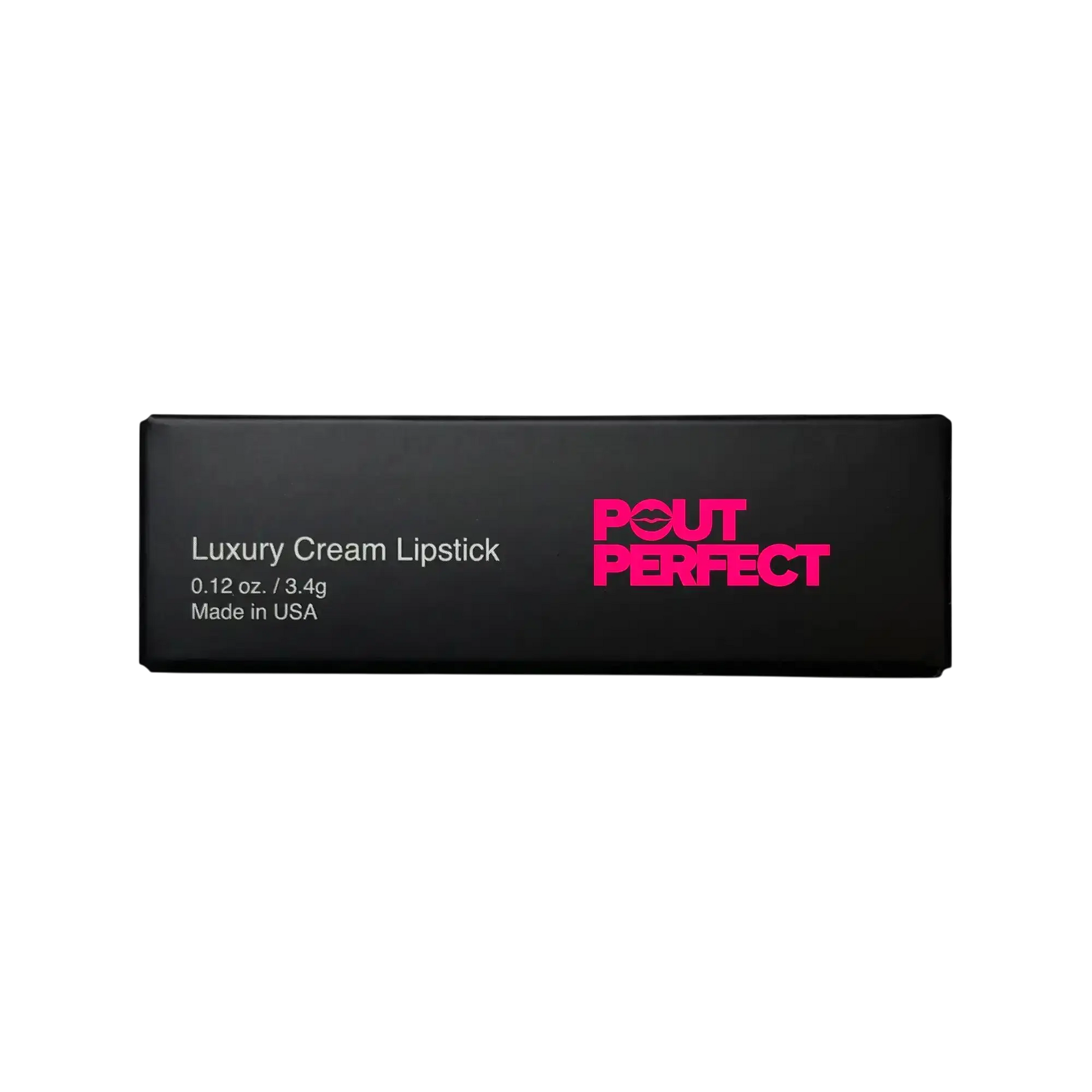 Pout Perfect luxury nude cream lipstick in sleek black packaging for smooth moisturizing wear