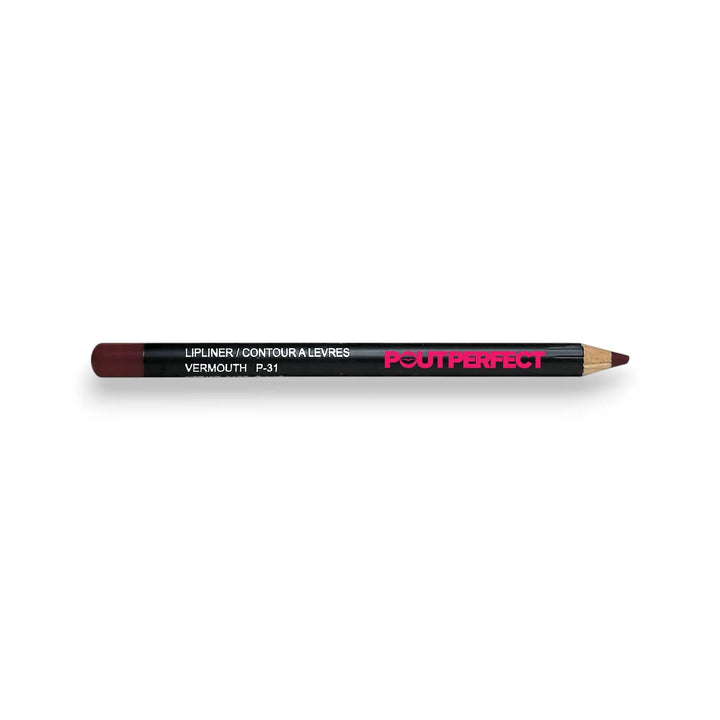 Pout Perfect precision lip liner vermouth pencil in deep red shade for defined lip contouring