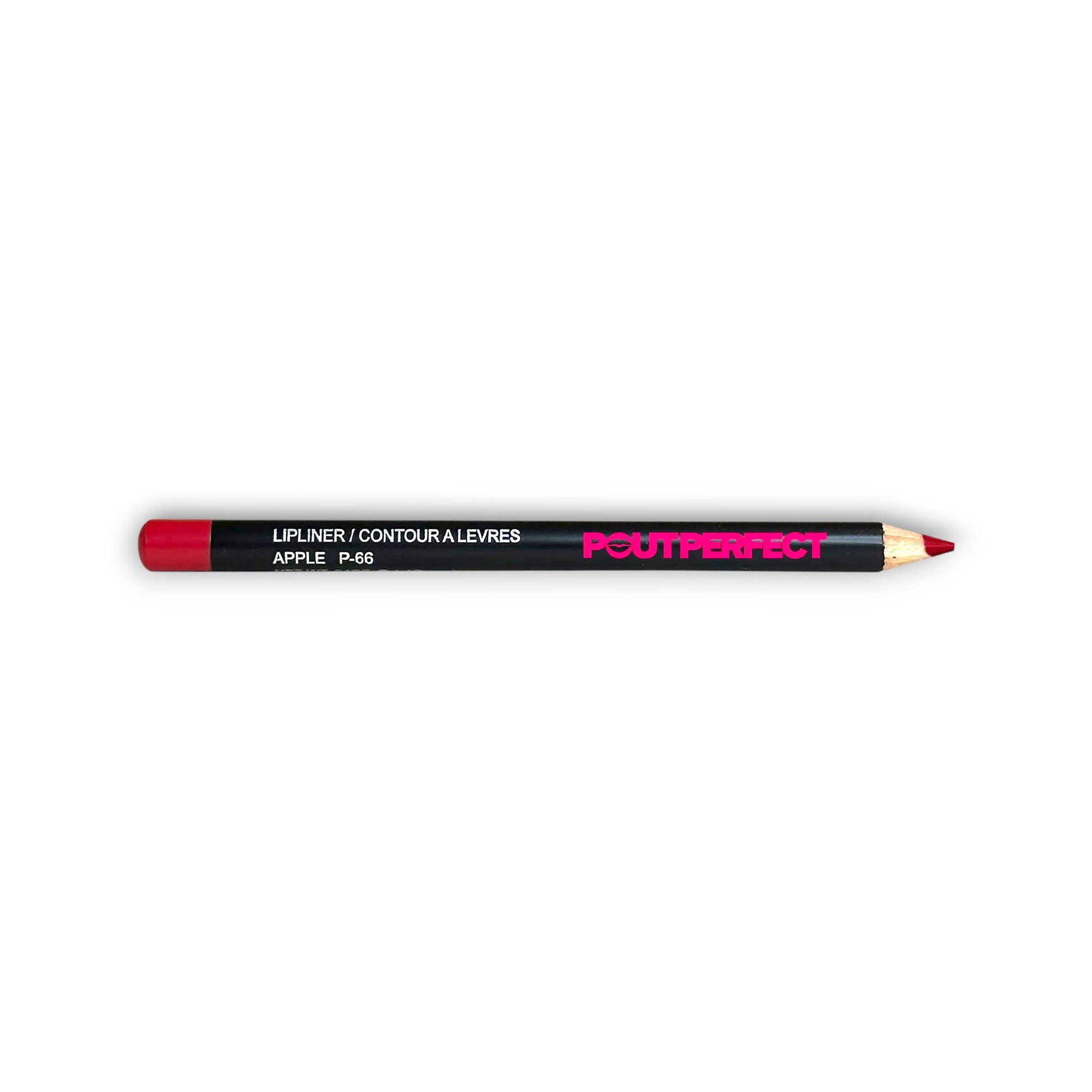 Pout Perfect red apple lip liner pencil with black body and red tip for precise lip contouring